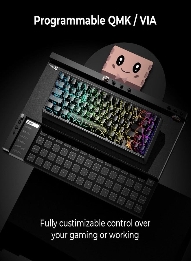 HITIME x XVX M67 60% Percent Keyboard Wireless, QMK/VIA Black Spider Web Gaming Keyboard, Tri-Mode Thocky Creamy Mechanical Key Board, Hot Swappable Gasket Mount RGB IMD Tech for Win/Mac - Image 5