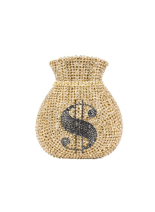 Dollar's Crystal Evening Purse for Women CP64, Rhinestone Metal Handbag, Party Wedding Bridal Bag, Sparkling Mini Handheld Clutch, Formal Occasion Evening Bag with Secure Closure (Gold) - Image 1