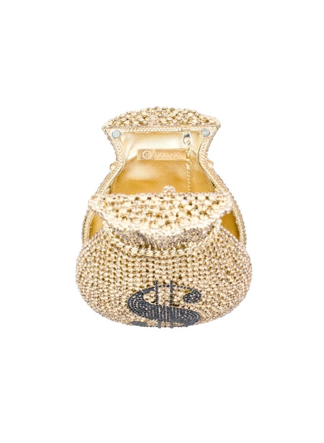 Dollar's Crystal Evening Purse for Women CP64, Rhinestone Metal Handbag, Party Wedding Bridal Bag, Sparkling Mini Handheld Clutch, Formal Occasion Evening Bag with Secure Closure (Gold) - Image 3
