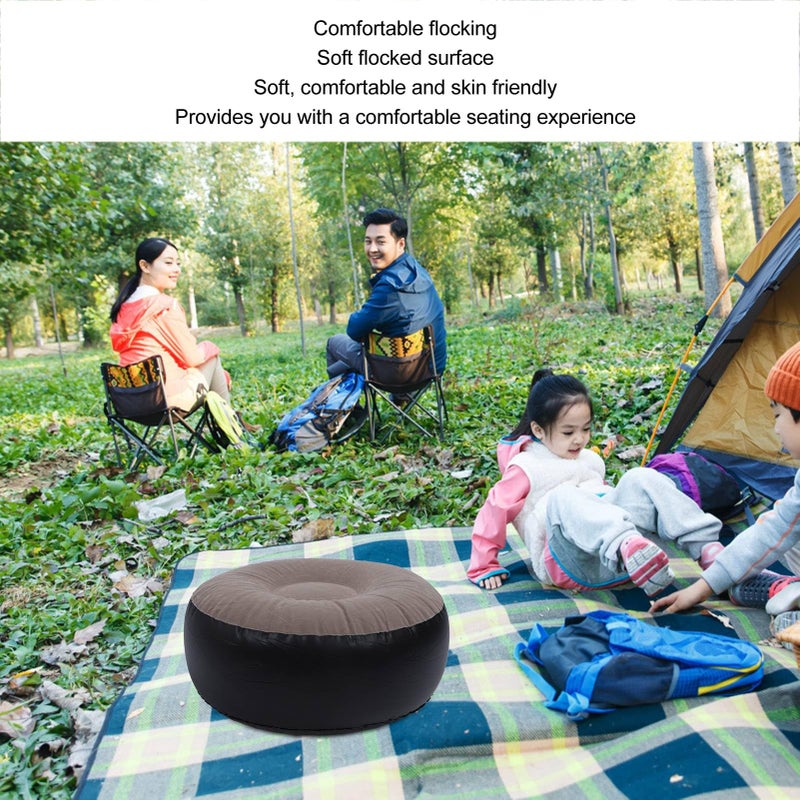 Inflatable Flocking Stool Portable Lightweight Foldable Foot Rest for Camping Travel Fishing Picnic Coffee Color - Image 3