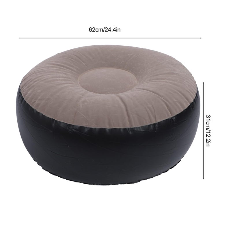 Inflatable Flocking Stool Portable Lightweight Foldable Foot Rest for Camping Travel Fishing Picnic Coffee Color - Image 4