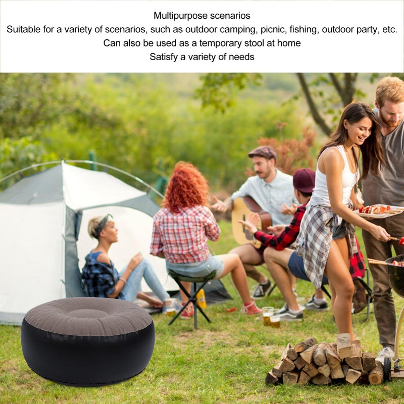 Inflatable Flocking Stool Portable Lightweight Foldable Foot Rest for Camping Travel Fishing Picnic Coffee Color - Image 5