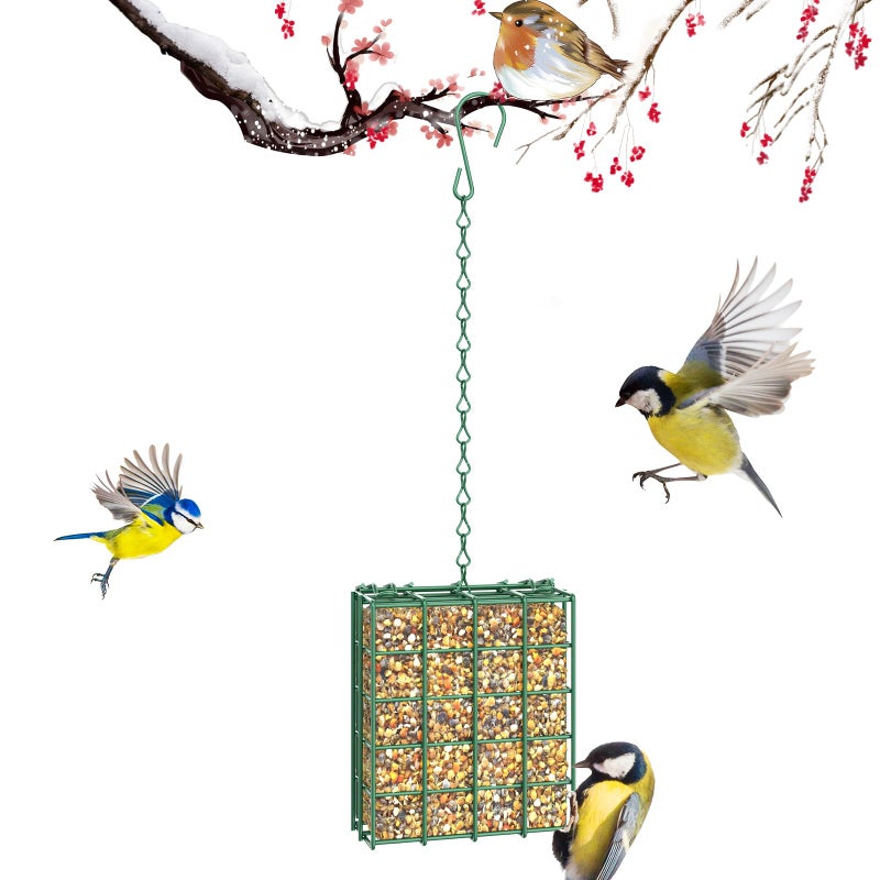 Trieez Bird Feeder for Outdoors, Suet Feeder Hanging Bird Feeder, Hanging for Garden Yard Outside - Single Suet Cake Feeders fo Attracting Birds - Image 1