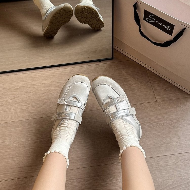 2025 Color-Matching Mary Jane Shoes Velcro Ballet Training Shoes Sports Shallow Mouth Casual Women'S Shoes - Image 3