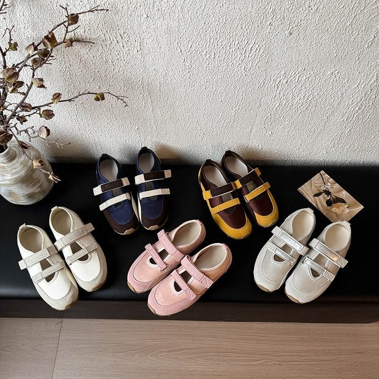 2025 Color-Matching Mary Jane Shoes Velcro Ballet Training Shoes Sports Shallow Mouth Casual Women'S Shoes - Image 2
