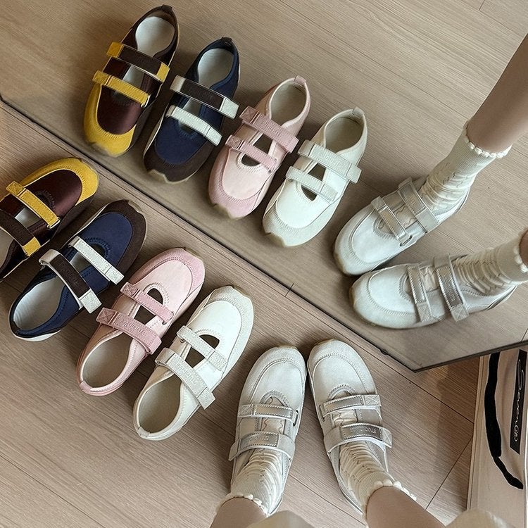 2025 Color-Matching Mary Jane Shoes Velcro Ballet Training Shoes Sports Shallow Mouth Casual Women'S Shoes - Image 4