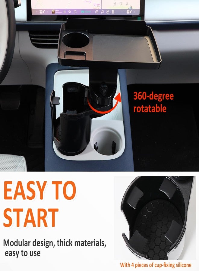 Sancaral Car Large Cup Holder Expander, 4-in-1 Cupholder Extender with Swivel and Detachable Snack Food Tray Table for Eating, Travel Essentials for Road Trips for Driver. Model E - Image 4