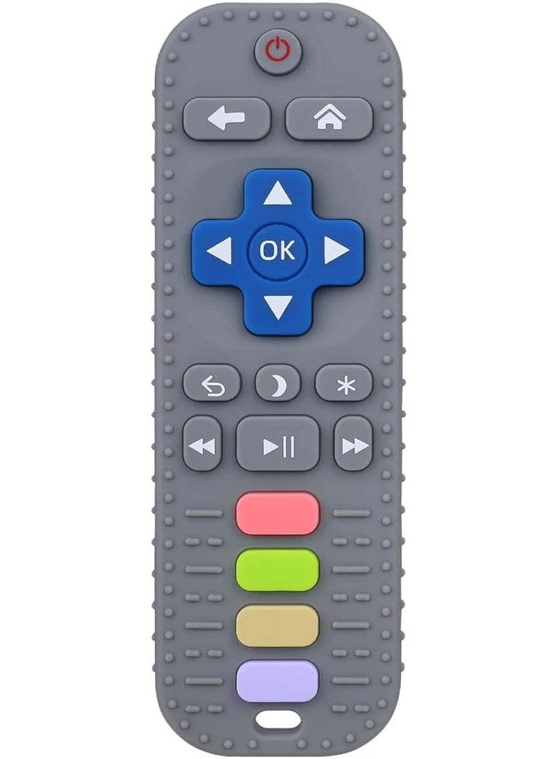 عضاضة سيليكون آمنة للأطفال بتصميم جهاز تحكم عن بعد، لعبة تسنين لطيفة للرضع من عمر 0 إلى 18 شهر، خفيفة وسهلة الإمساك، تساعد على تخفيف ألم التسنين وتحفيز حاسة اللمس، آمنة للطفل وقابلة للغسل – ألعاب تسنين للأطفال – عضاضة سيليكون – ألعاب رضع - Image 1