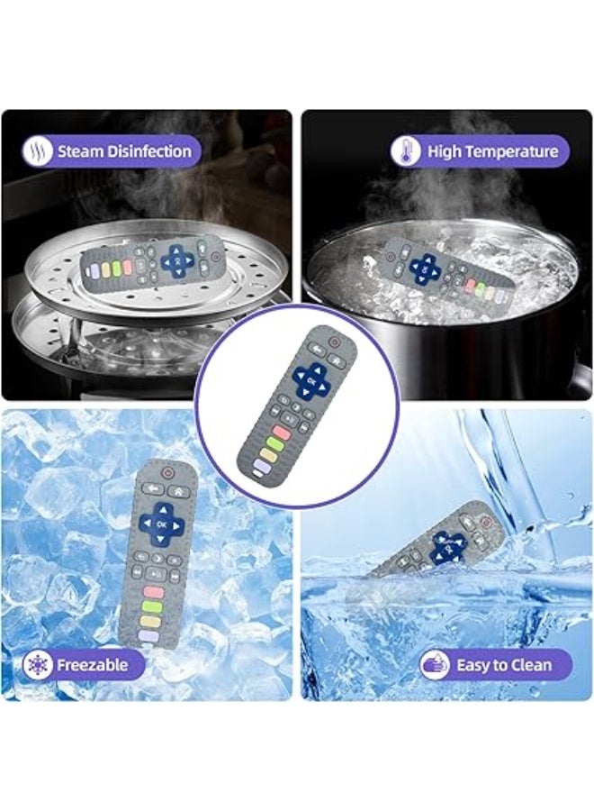 عضاضة سيليكون آمنة للأطفال بتصميم جهاز تحكم عن بعد، لعبة تسنين لطيفة للرضع من عمر 0 إلى 18 شهر، خفيفة وسهلة الإمساك، تساعد على تخفيف ألم التسنين وتحفيز حاسة اللمس، آمنة للطفل وقابلة للغسل – ألعاب تسنين للأطفال – عضاضة سيليكون – ألعاب رضع - Image 3