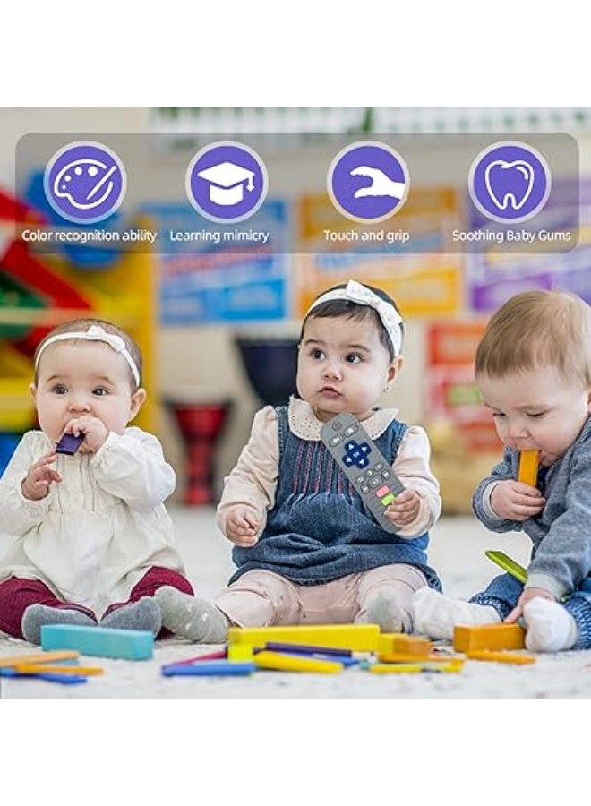 عضاضة سيليكون آمنة للأطفال بتصميم جهاز تحكم عن بعد، لعبة تسنين لطيفة للرضع من عمر 0 إلى 18 شهر، خفيفة وسهلة الإمساك، تساعد على تخفيف ألم التسنين وتحفيز حاسة اللمس، آمنة للطفل وقابلة للغسل – ألعاب تسنين للأطفال – عضاضة سيليكون – ألعاب رضع - Image 5