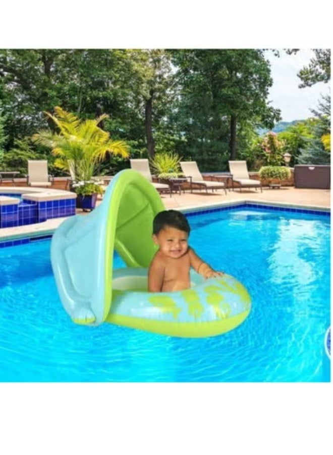 Rwnq Baby Sun Shade Boat Float 80x85cm - Safe Swimming Float for Infants and Toddlers with Detachable Canopy - Ideal for the Sea and Pool-float-Swimming supplies-water games - Image 2