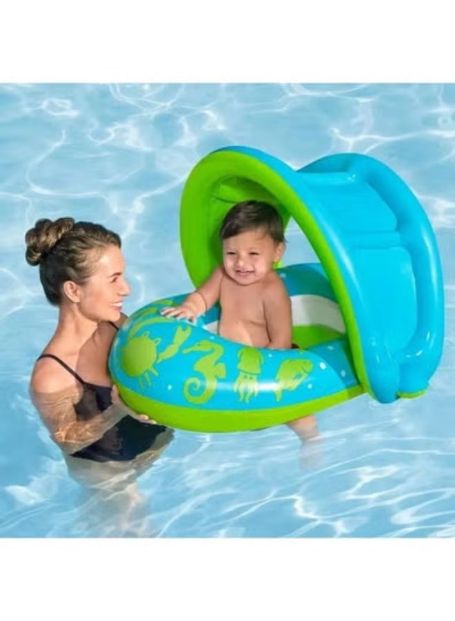 Rwnq Baby Sun Shade Boat Float 80x85cm - Safe Swimming Float for Infants and Toddlers with Detachable Canopy - Ideal for the Sea and Pool-float-Swimming supplies-water games - Image 3