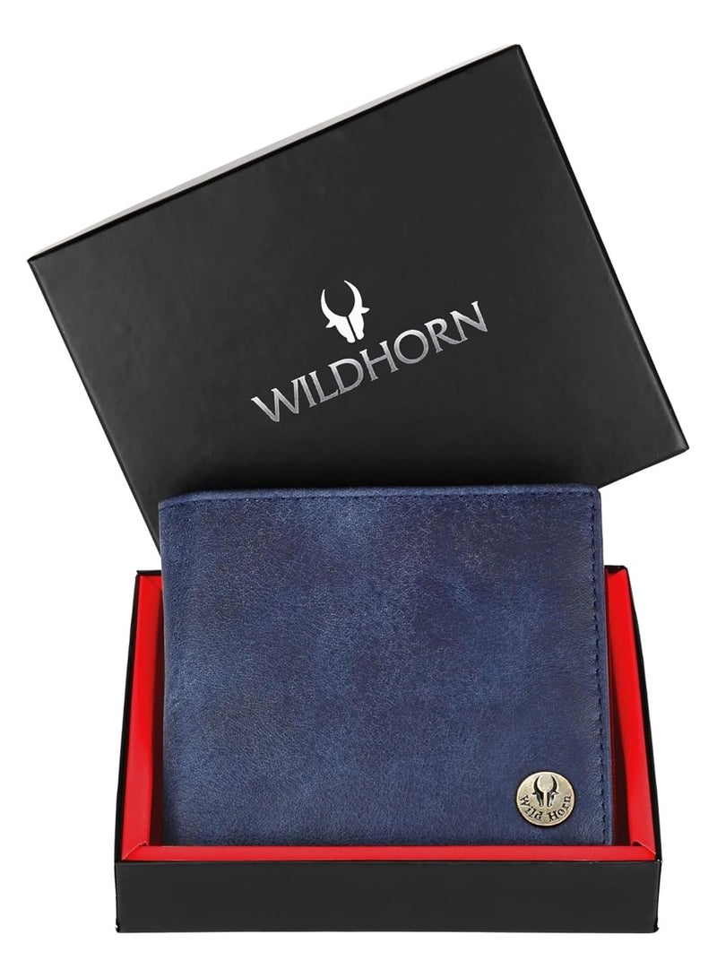 وايلدهورن محفظة جلدية من وايلد هورن للرجال، لون أزرق باهت، محمية بتقنية تحديد الهوية بموجات الراديو - Image 2