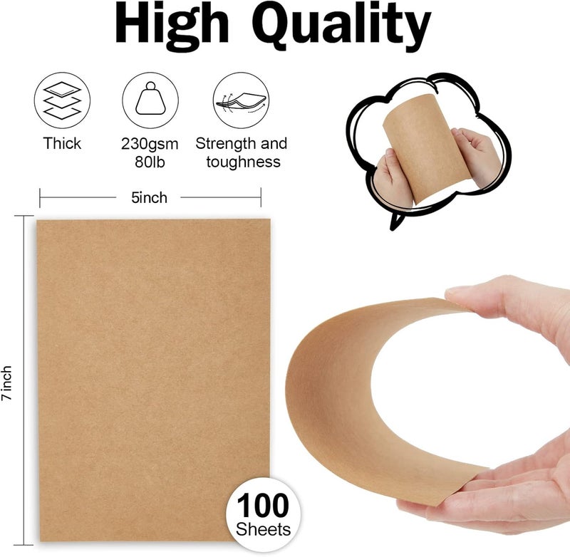Goefun Brown Kraft Cardstock 5x7 Blank Cards, Goefun 100 Pack 80lb Cover Card Stock for Invitations, Business, Greetings, DIY - Image 2