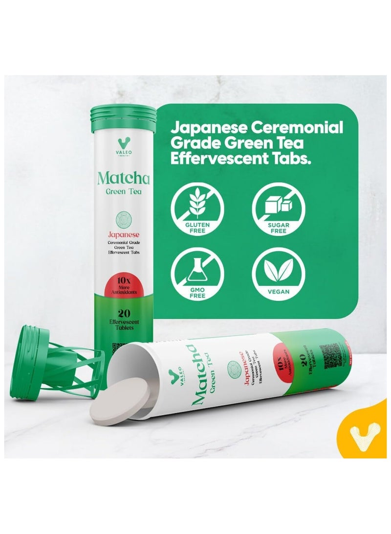 VALEO MATCHA GREEN TEA EFFERVESCENT TABS (20) |ORGANIC JAPANESE CEREMONIAL-GRADE MATCHA | INSTANT ENERGY BOOST, DETOX & GLOWING SKIN (120) - Image 5