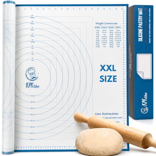 KPKitchen XXL Silicone Pastry Mat – Non-Slip, Easy-Clean Rolling Mat for Dough, Cookies, Pie, Bread, Pizza & Fondant – Extra Large 23.5” x 31.5” Baking Mats Board with Printed Measurements & Conversion Chart - Image 1