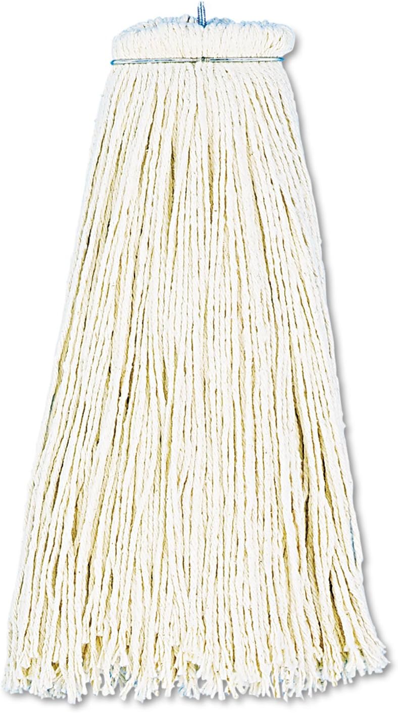 boardwalk BWK716CEA 16 oz. Cut-End Lie-Flat Cotton Wet Mop Head - White - Image 1