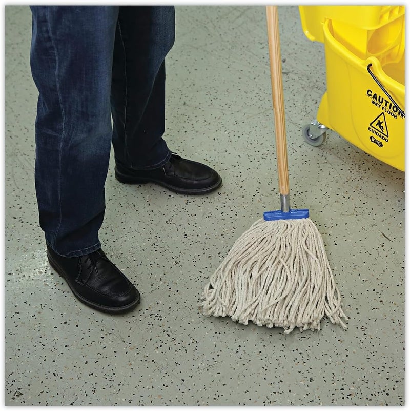boardwalk BWK716CEA 16 oz. Cut-End Lie-Flat Cotton Wet Mop Head - White - Image 5