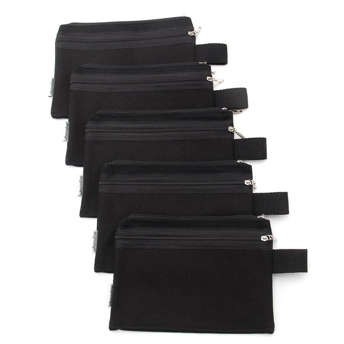 100 COTTON 16OZ CANVAS ZIPPER MAKEUP POUCH COIN PURSE CELLPHONE PURSE PENPENCIL CASE 5PACK