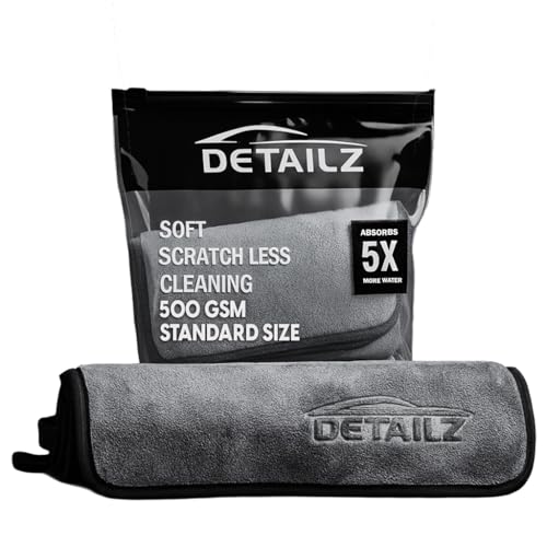 DETAILZ Microfiber Car Cleaning Cloth - Super Soft 800 GSM (40x40 CM) Microfiber Cloth for Car and Bike - Suede Edging for Scratch Less Drying and Detailing (Pack of 1) - Image 1
