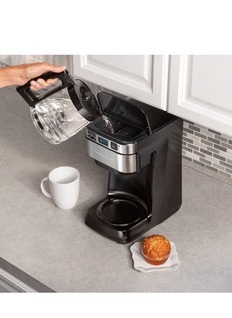Hamilton Beach FrontFill 12 Cup Programmable Coffee Maker, 1.7L Glass carafe, 950W, Wake up ready, 3 brewing options, Reusable mesh filter, Clean reminder, Auto shut off, 2 years warranty, 46310-ME
