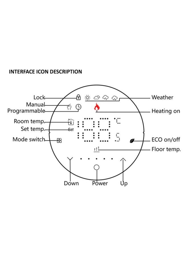 ماركة غير محددة بخاخ BHT-6001GCL 95-240V AC 5A ترموستات دائري ذكي للتدفئة بمؤشر LED بدون واي فاي (باللون الأبيض)  - Image 3