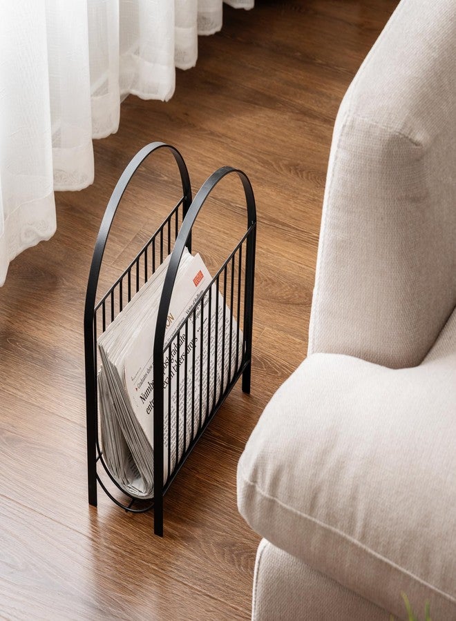 ماي جيفت حامل مجلات فاخر من الأسلاك المعدنية بتصميم منتصف القرن من ماي جيفت، بطلاء أسود غير لامع، سلة معلقة توضع على الطاولة أو على الأرض للمجلات والصحف - Image 4