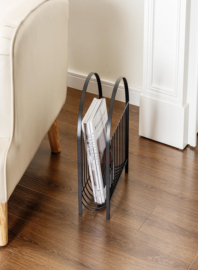 ماي جيفت حامل مجلات فاخر من الأسلاك المعدنية بتصميم منتصف القرن من ماي جيفت، بطلاء أسود غير لامع، سلة معلقة توضع على الطاولة أو على الأرض للمجلات والصحف - Image 5