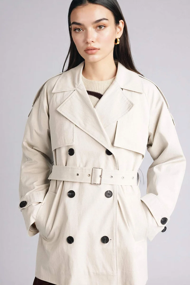 Defacto Regular Fit Shirt Collar Twill Trench Coat