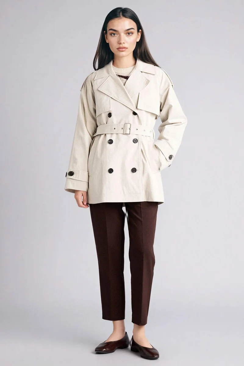 Defacto Regular Fit Shirt Collar Twill Trench Coat