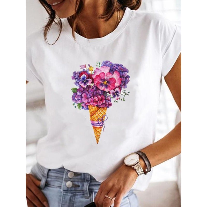Short Sleeve Round Neck Number Printed T-Shirt Insect Women'S Butterfly Harajuku Clothing Explosion Black Women'S Dragonfly T-Shirt - Image 3