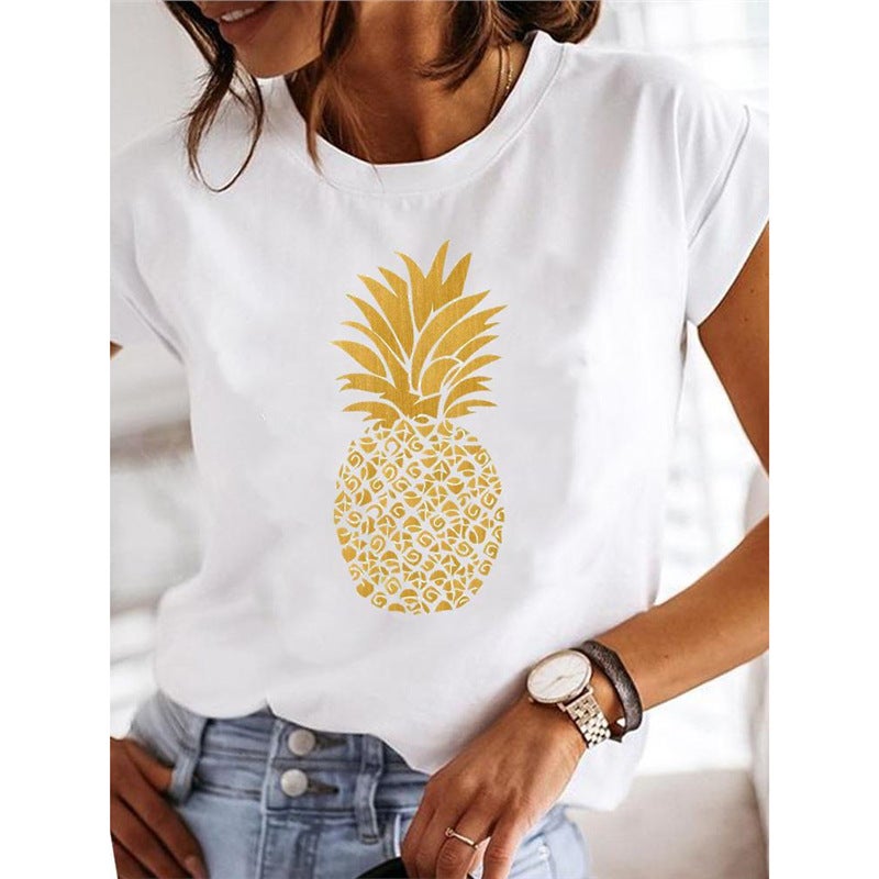 Short Sleeve Round Neck Number Printed T-Shirt Insect Women'S Butterfly Harajuku Clothing Explosion Black Women'S Dragonfly T-Shirt - Image 1
