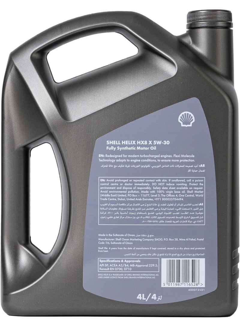 Shell 5W30 HELIX HX8 SYNTHETIC ENGINE OIL 4LTR - Image 2