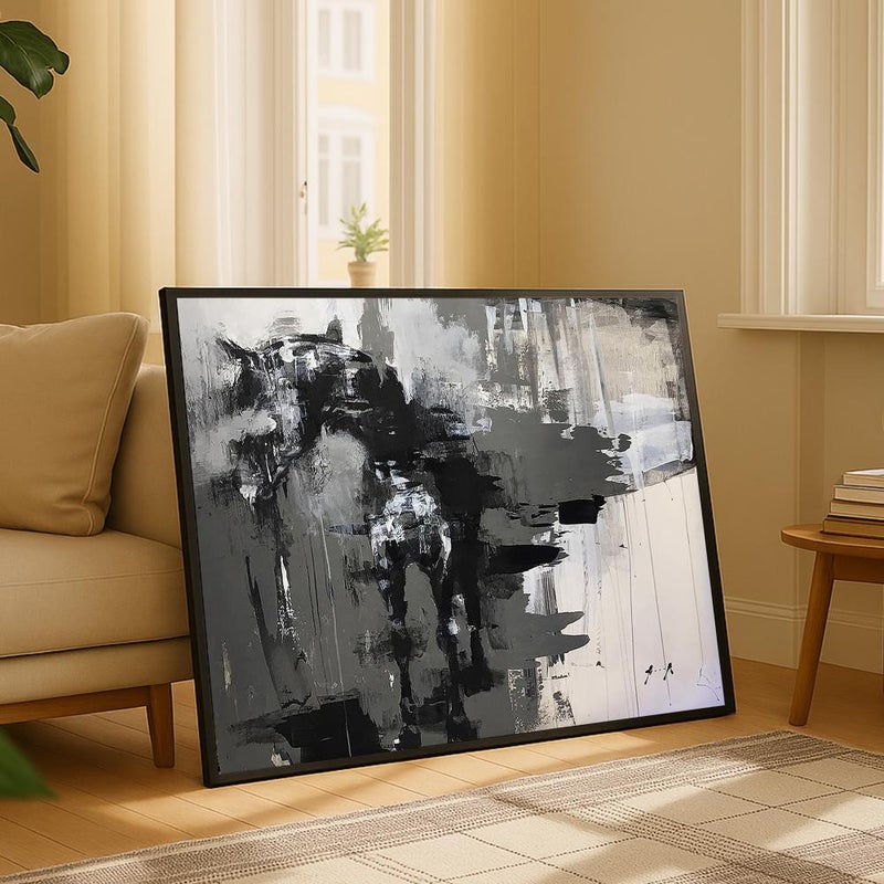 ماركتنا لوحة قماشية بتصميم الفن التجريدي مع برواز مجوف مقاس (70×50) قطعة واحدة - Image 3