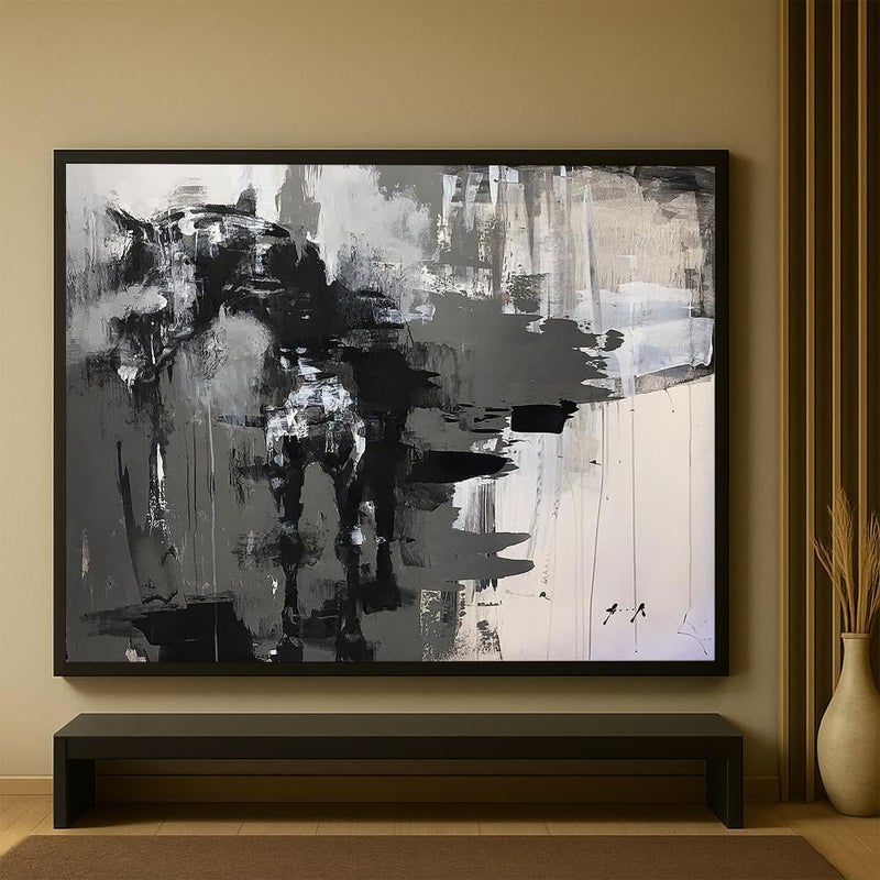 ماركتنا لوحة قماشية بتصميم الفن التجريدي مع برواز مجوف مقاس (70×50) قطعة واحدة - Image 2