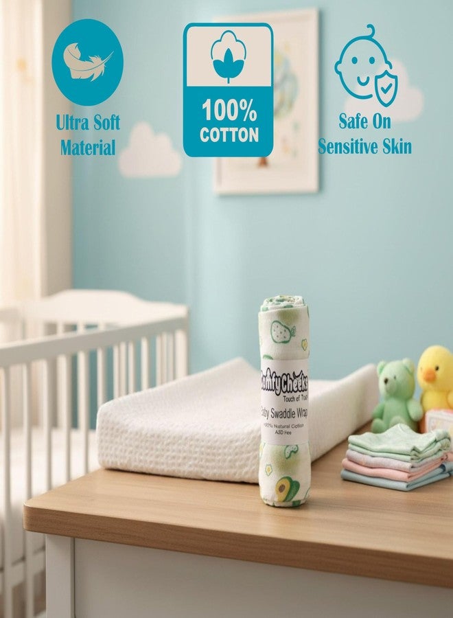 Comfy Cheeks 100% Cotton Muslin Baby Swaddle Set - Pack of 1| Large 115x100 cm Mulmul Swaddle Wrap for Newborn to 18 Months | Soft Breathable Printed Baby Blanket & Towel (16) - Image 4