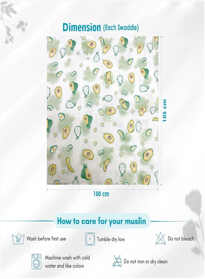 Comfy Cheeks 100% Cotton Muslin Baby Swaddle Set - Pack of 1| Large 115x100 cm Mulmul Swaddle Wrap for Newborn to 18 Months | Soft Breathable Printed Baby Blanket & Towel (16) - Image 2