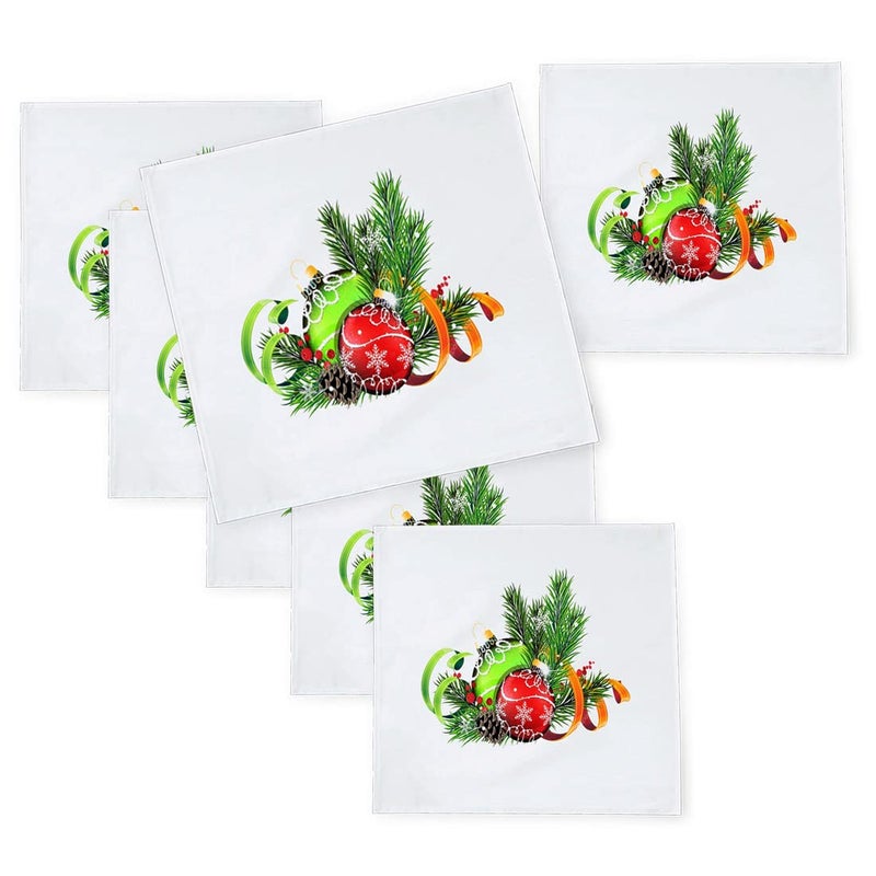 Khakee 6 Pcs Christmas Theme Silk Table Napkins 10x 10 for Xmas Decoration Christmas OrnamentsChristmas Giftxmas21288 - Image 1