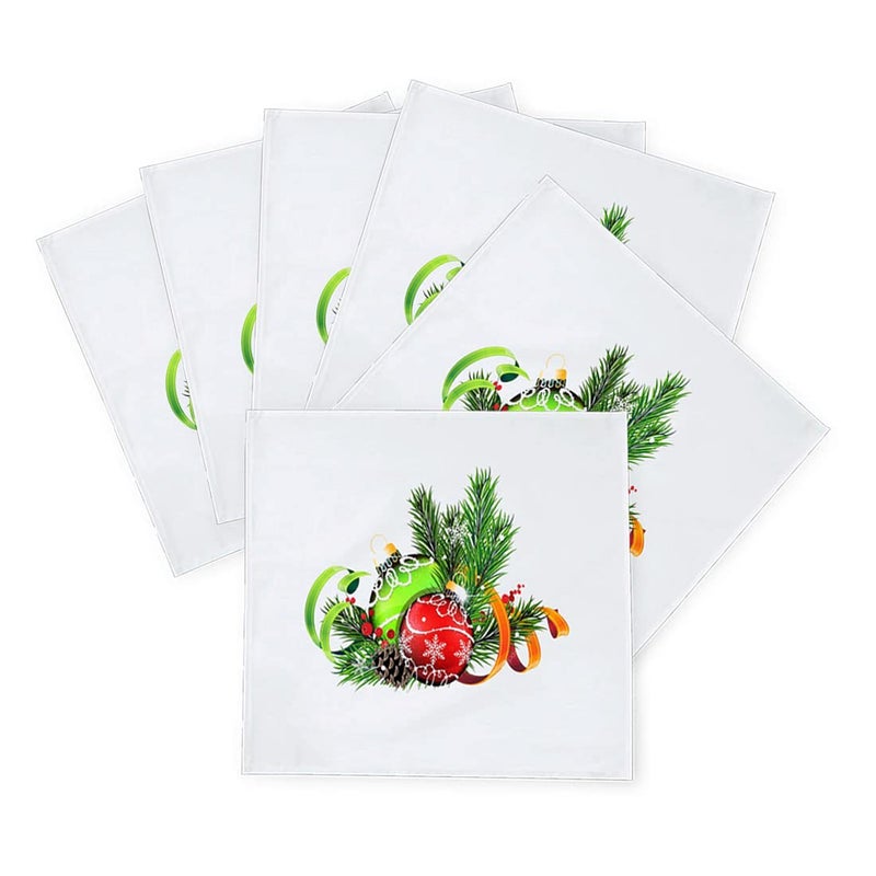 Khakee 6 Pcs Christmas Theme Silk Table Napkins 10x 10 for Xmas Decoration Christmas OrnamentsChristmas Giftxmas21288 - Image 2