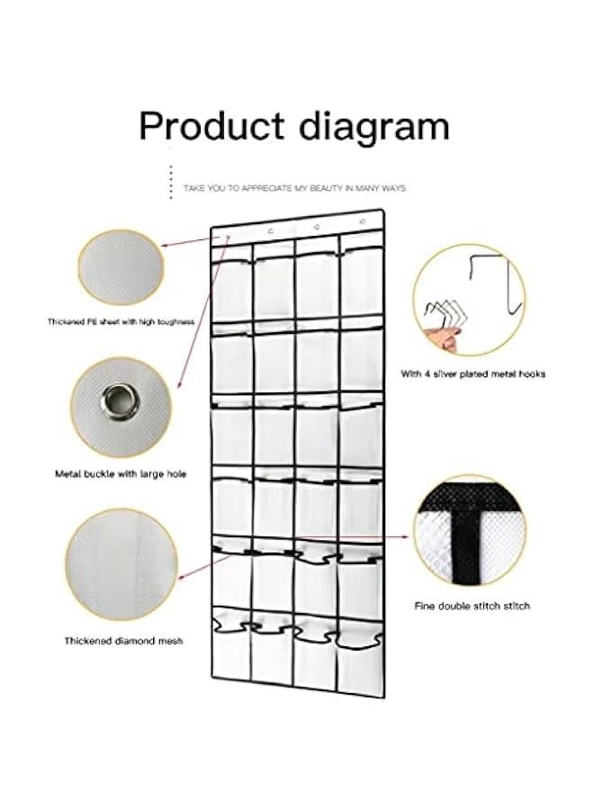 Generic Over The Door Shoe Organizer, 24 pockets, hanging shoe organizer, shoe storage baseball cap holder over the door, etc, suitable for bathroom, wardrobe, kitchen, bedroom and other places - Image 4