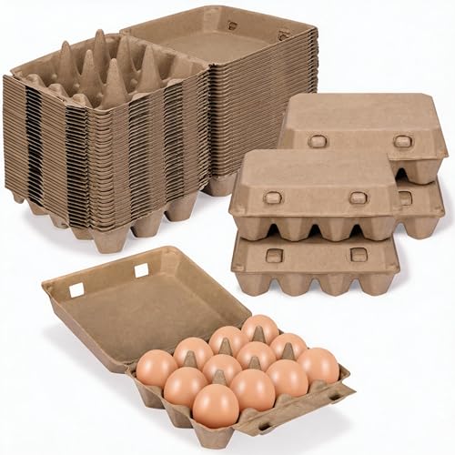 Dubtnion 25 Pack Egg Cartons Cheap Bulk, 3x4 Style Egg Storage Containers Holder, Sturdy Natural Pulp Material Perfect for Storing Extra Eggs - Image 1