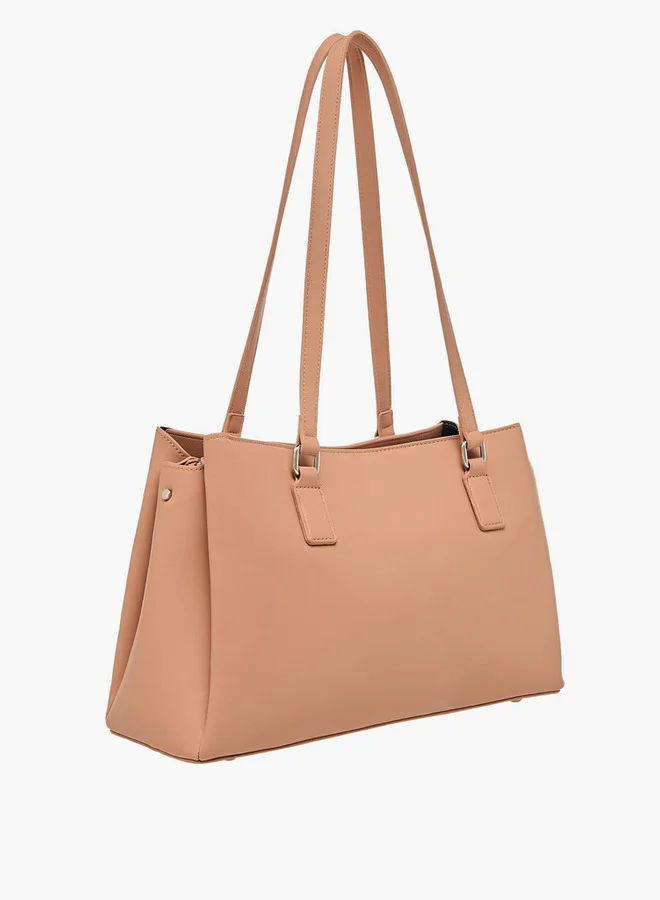 فلورا بيلا من شو إكسبرس Women's Solid Shoulder Bag with Double Handle and Zip Closure