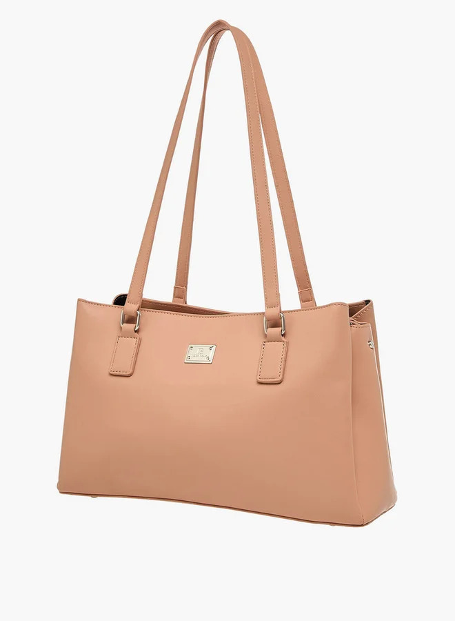 Flora Bella By Shoexpress Women's Solid Shoulder Bag with Double Handle and Zip Closure