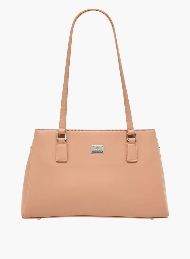 Flora Bella By Shoexpress Women's Solid Shoulder Bag with Double Handle and Zip Closure