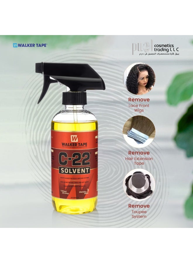 Walker Tape مذيب ووكر تيب® C-22 – زجاجة رذاذ سعة 12 أونصة سائلة – مزيل لاصق سريع المفعول لأنظمة الشعر – قائم على الزيت، آمن للبشرة، برائحة الحمضيات – مزيل شريط الباروكات والشعر المستعار - Image 4