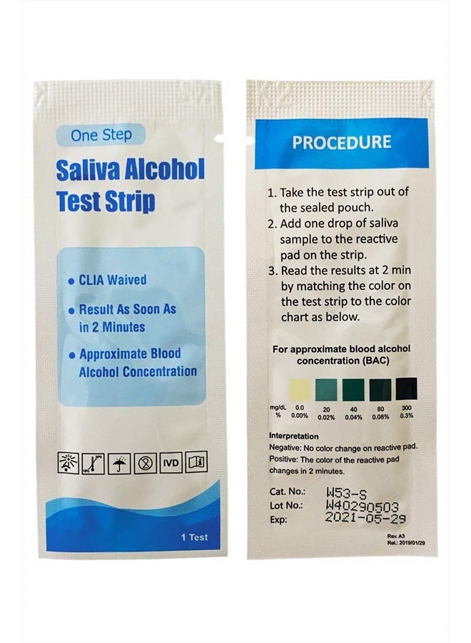 Prime Screen شريط اختبار الكحول في اللعاب، اختبار منزلي عالي الدقة، النتيجة في 2 دقيقة - 25 اختبار - Image 2