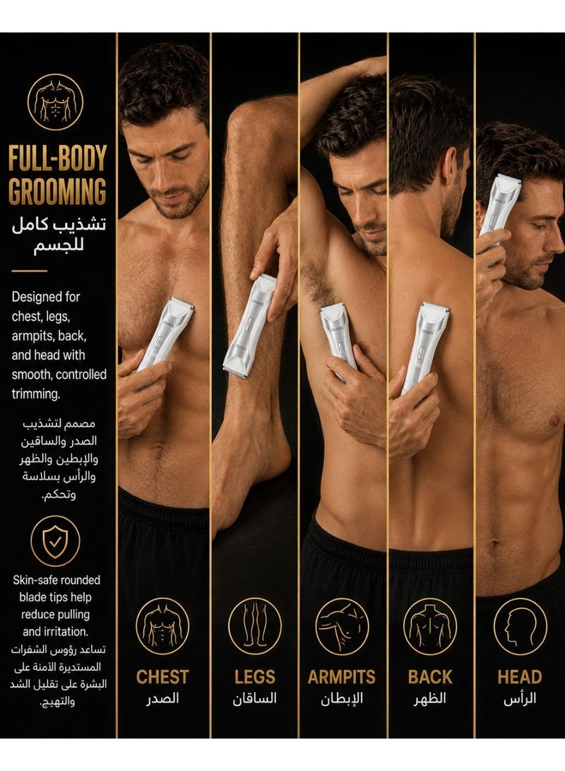 كويك ماكينة تشذيب وحلاقة للجسم والعناية — طقم حلاقة متكامل مع ماكينة حلاقة للمنطقة الحساسة،  مشطين تحديد، شحن USB، مقاومة للماء، ومتوافقة مع شفرات الاستبدال - Image 3