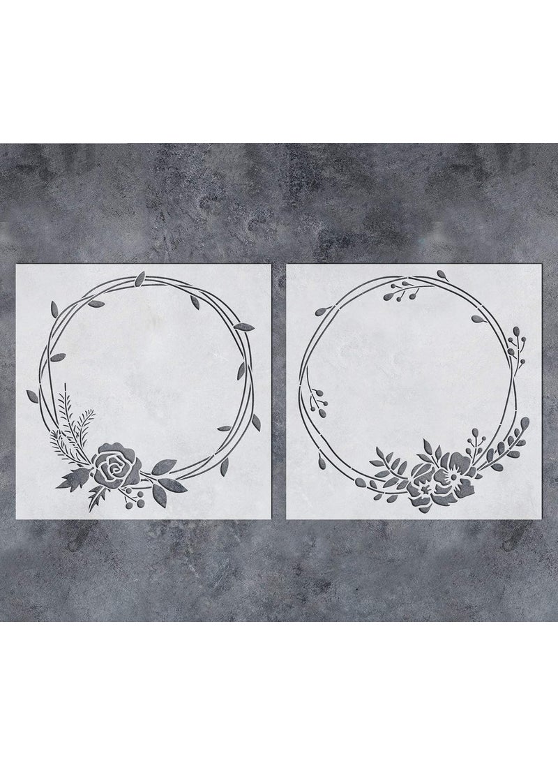 G GSS Designs GSS Designs Wreath Stencil (2 Pack)- Reusable Template Rose Floral Stencil for Painting on Wood Sign (12x12Inch) - DIY Craft Rustic Farmhouse Porch Decor (SL-091)  - Image 1
