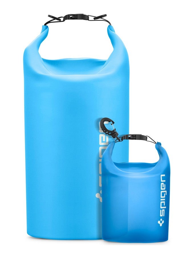Spigen AquaShield Waterproof Dry Bag Backpack A630, 20L & 2L Lightweight Dry Storage Bag for Travel, Swimming, Boating, Kayaking, Camping and Beach (Pack of 2) - Sea Blue, Clear - Image 1