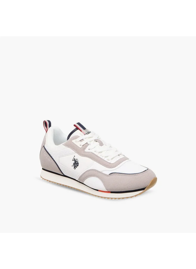 يو اس بولو اسن Men's Logo Detail Sneakers with Lace-Up Closure